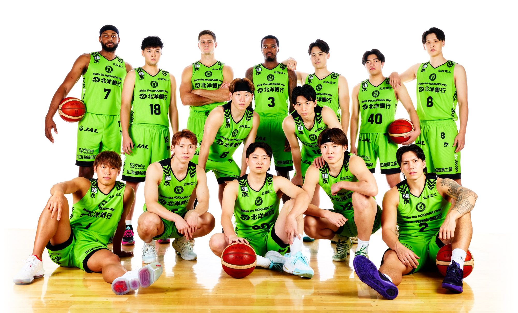 レバンガ北海道の選手集合写真